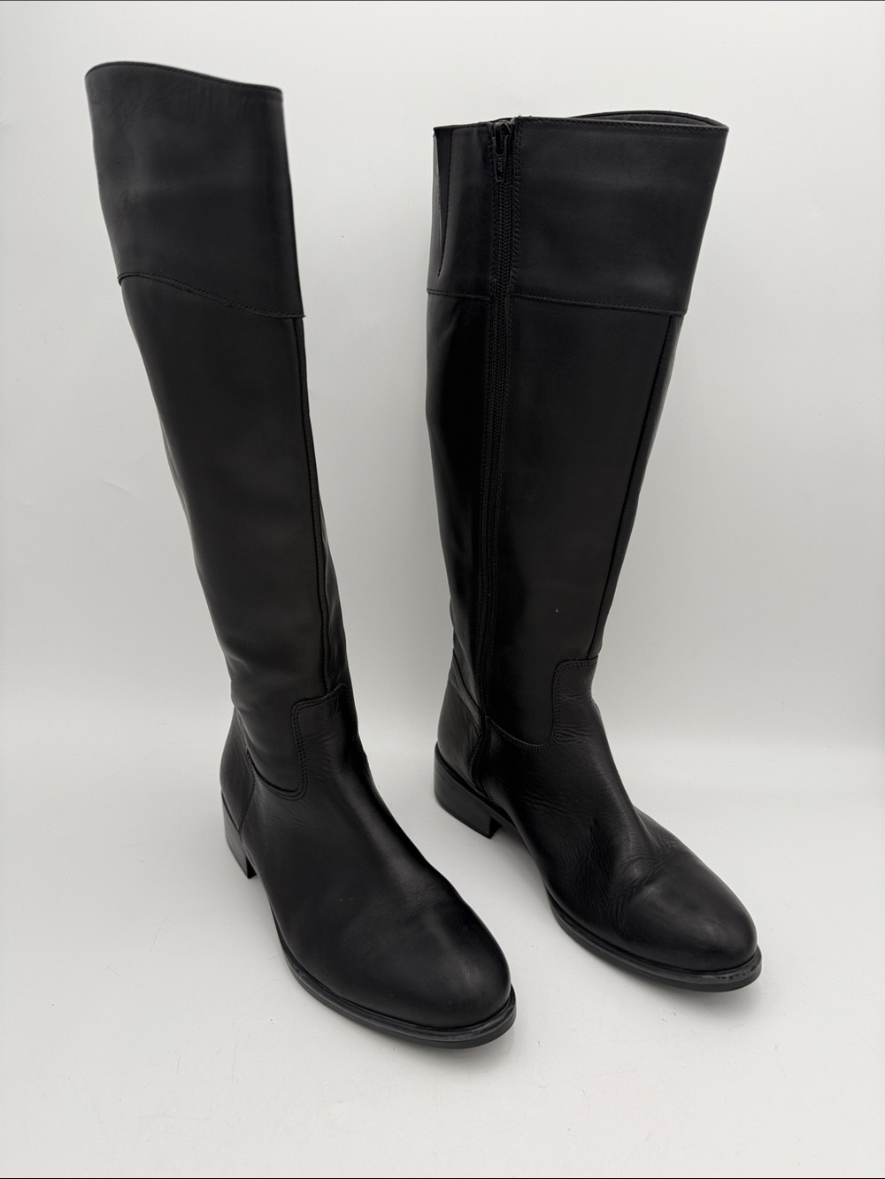 Lavorazione Artigania Women Black Tall Leather Riding Boots 8.5 fall winter Y2K